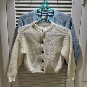 Zara White and Light Blue Knit Cardigans set